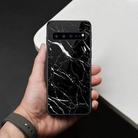 Samsung Galaxy S10 5G Cover - Black Marble Series  - HQ Ultra Shine Premium Infinity Glass Soft Silicon Borders Case