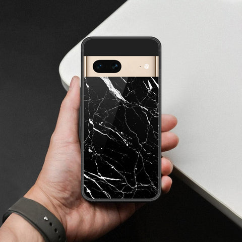 Google Pixel 7 Cover - Black Marble Series  - HQ Ultra Shine Premium Infinity Glass Soft Silicon Borders Case