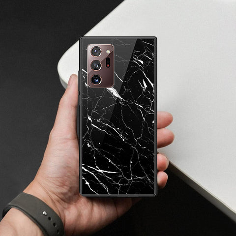 Samsung Galaxy Note 20 Ultra Cover - Black Marble Series  - HQ Ultra Shine Premium Infinity Glass Soft Silicon Borders Case