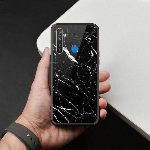 Realme Narzo 10 Cover - Black Marble Series  - HQ Ultra Shine Premium Infinity Glass Soft Silicon Borders Case