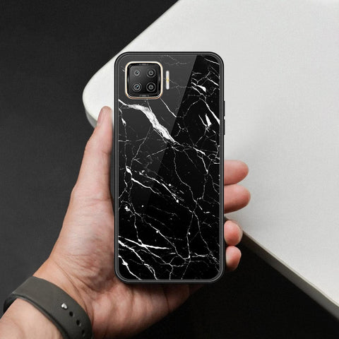 Oppo Reno4 Lite Cover - Black Marble Series  - HQ Ultra Shine Premium Infinity Glass Soft Silicon Borders Case