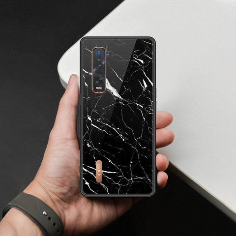Oppo Find X2 Pro Cover - Black Marble Series  - HQ Ultra Shine Premium Infinity Glass Soft Silicon Borders Case