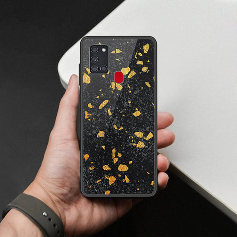 Samsung Galaxy A21s Cover - Black Marble Series  - HQ Ultra Shine Premium Infinity Glass Soft Silicon Borders Case