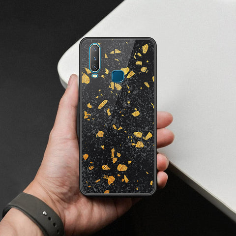 Vivo Y12 Cover - Black Marble Series  - HQ Ultra Shine Premium Infinity Glass Soft Silicon Borders Case