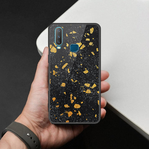 Vivo Y15 Cover - Black Marble Series  - HQ Ultra Shine Premium Infinity Glass Soft Silicon Borders Case