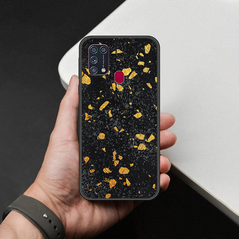 Samsung Galaxy M21s Cover - Black Marble Series  - HQ Ultra Shine Premium Infinity Glass Soft Silicon Borders Case