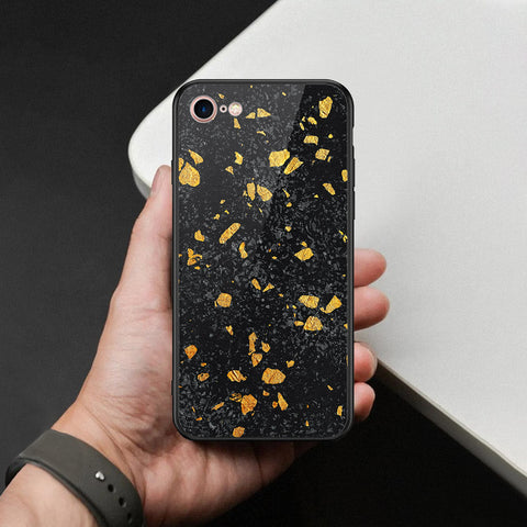 iPhone SE 2022 - Black Marble Series  - HQ Ultra Shine Premium Infinity Glass Soft Silicon Borders Case