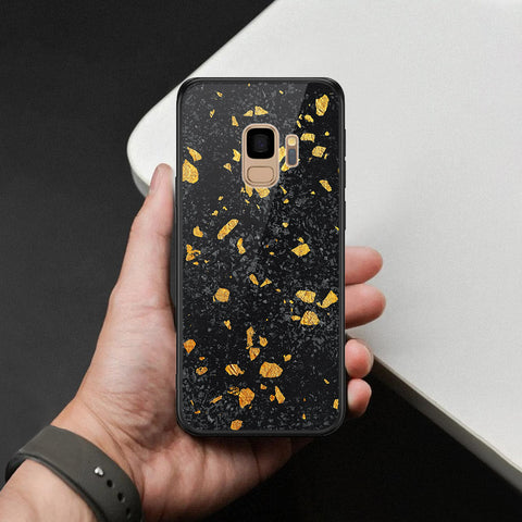 Samsung Galaxy S9 Cover - Black Marble Series  - HQ Ultra Shine Premium Infinity Glass Soft Silicon Borders Case