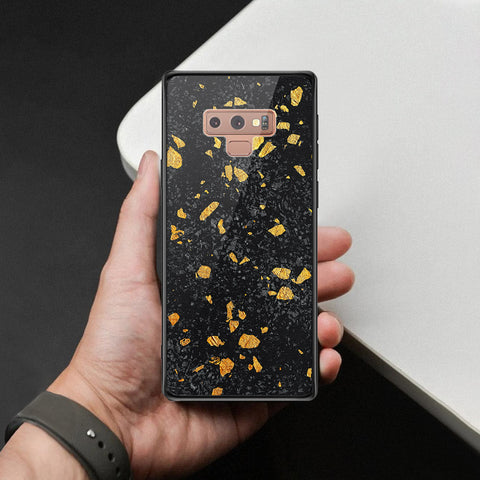 Samsung Galaxy Note 9 Cover - Black Marble Series  - HQ Ultra Shine Premium Infinity Glass Soft Silicon Borders Case