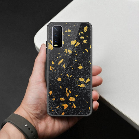 Vivo Y12a Cover - Black Marble Series  - HQ Ultra Shine Premium Infinity Glass Soft Silicon Borders Case