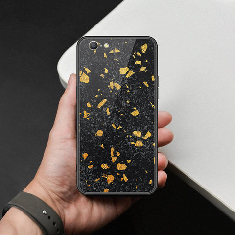Oppo A39 Cover - Black Marble Series  - HQ Ultra Shine Premium Infinity Glass Soft Silicon Borders Case