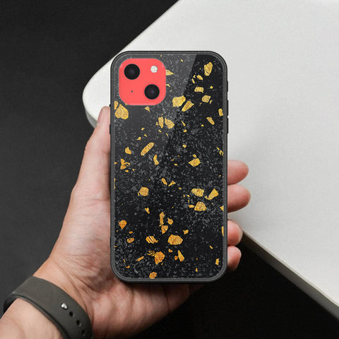 iPhone 13 Mini Cover - Black Marble Series  - HQ Ultra Shine Premium Infinity Glass Soft Silicon Borders Case