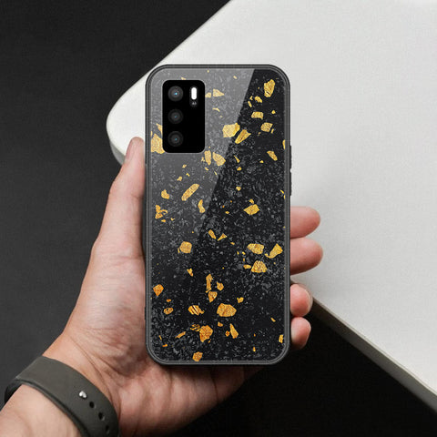Oppo A16 Cover - Black Marble Series  - HQ Ultra Shine Premium Infinity Glass Soft Silicon Borders Case