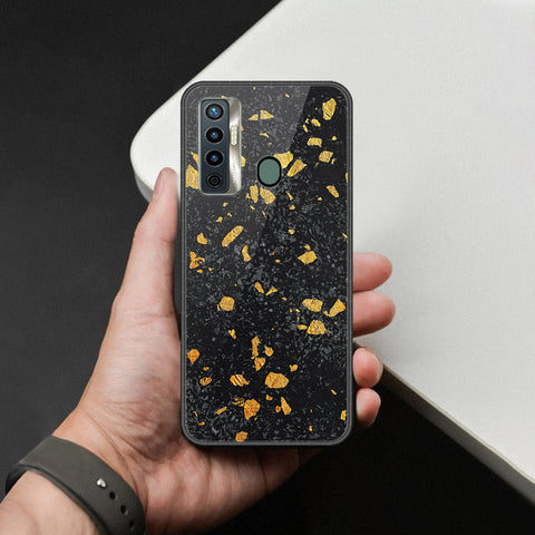 Tecno Camon 17 Cover - Black Marble Series  - HQ Ultra Shine Premium Infinity Glass Soft Silicon Borders Case