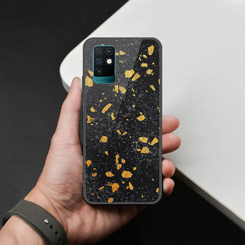 Infinix Note 10 Cover - Black Marble Series  - HQ Ultra Shine Premium Infinity Glass Soft Silicon Borders Case