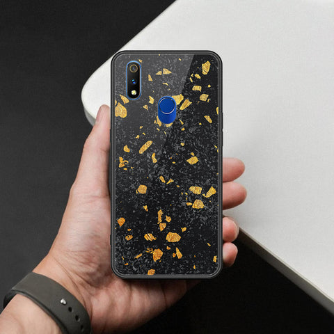 Realme 3 Pro Cover - Black Marble Series  - HQ Ultra Shine Premium Infinity Glass Soft Silicon Borders Case