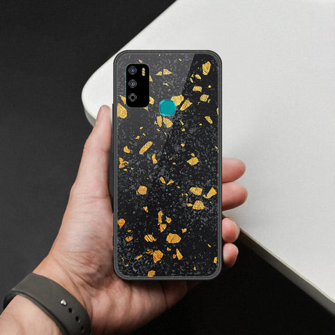 Infinix Hot 9 Play Cover - Black Marble Series  - HQ Ultra Shine Premium Infinity Glass Soft Silicon Borders Case
