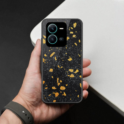 Vivo X80 Lite Cover - Black Marble Series  - HQ Ultra Shine Premium Infinity Glass Soft Silicon Borders Case