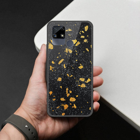 Realme Narzo 20 Cover - Black Marble Series  - HQ Ultra Shine Premium Infinity Glass Soft Silicon Borders Case