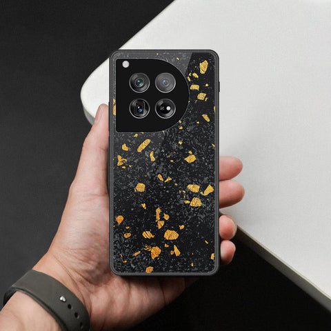 OnePlus 12 Cover - Black Marble Series  - HQ Ultra Shine Premium Infinity Glass Soft Silicon Borders Case