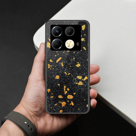 Infinix Note 40 Pro 5G Cover - Black Marble Series  - HQ Ultra Shine Premium Infinity Glass Soft Silicon Borders Case