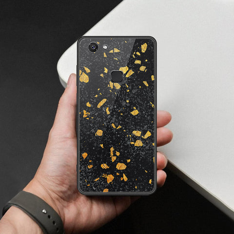 Vivo V7 Cover - Black Marble Series  - HQ Ultra Shine Premium Infinity Glass Soft Silicon Borders Case