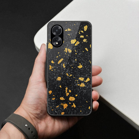 Oppo A38 Cover - Black Marble Series  - HQ Ultra Shine Premium Infinity Glass Soft Silicon Borders Case