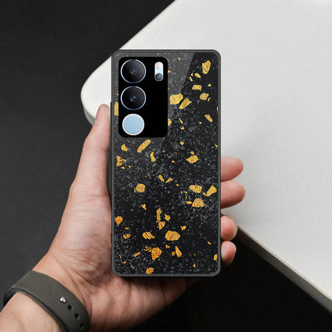 Vivo V29 Cover - Black Marble Series  - HQ Ultra Shine Premium Infinity Glass Soft Silicon Borders Case