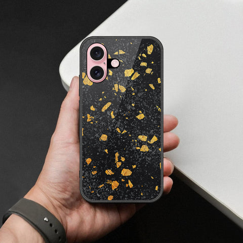 iPhone 16 - Black Marble Series  - HQ Ultra Shine Premium Infinity Glass Soft Silicon Borders Case