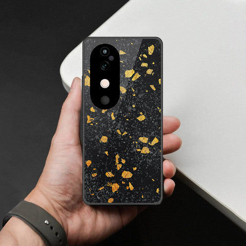 Vivo V40 Cover - Black Marble Series  - HQ Ultra Shine Premium Infinity Glass Soft Silicon Borders Case