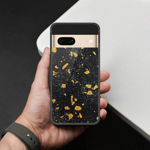 Google Pixel 7 Cover - Black Marble Series  - HQ Ultra Shine Premium Infinity Glass Soft Silicon Borders Case