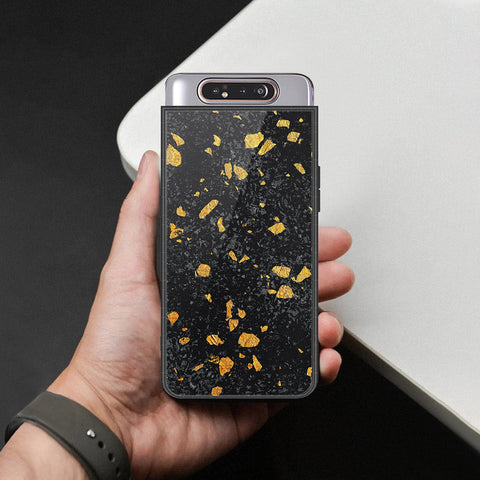 Samsung Galaxy A90 Cover - Black Marble Series  - HQ Ultra Shine Premium Infinity Glass Soft Silicon Borders Case
