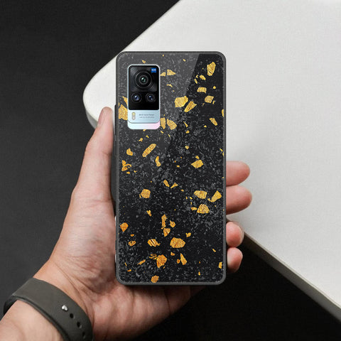 Vivo X60 Cover - Black Marble Series  - HQ Ultra Shine Premium Infinity Glass Soft Silicon Borders Case