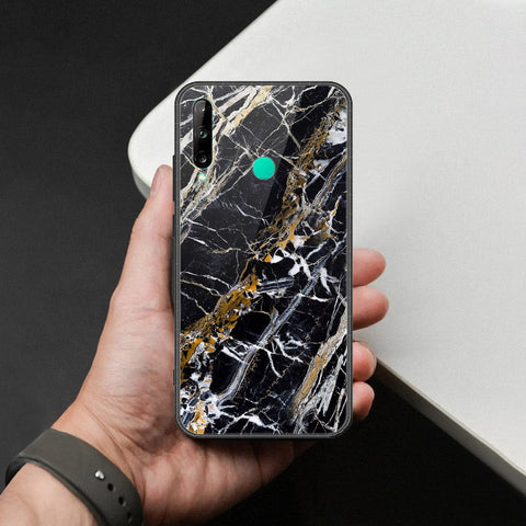Huawei Y7P Cover - Black Marble Series  - HQ Ultra Shine Premium Infinity Glass Soft Silicon Borders Case