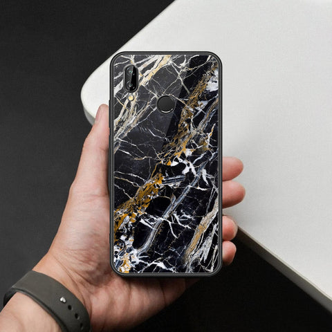 Huawei P20 Lite Cover - Black Marble Series  - HQ Ultra Shine Premium Infinity Glass Soft Silicon Borders Case