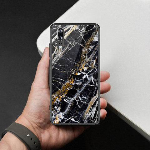 Huawei P20 Cover - Black Marble Series  - HQ Ultra Shine Premium Infinity Glass Soft Silicon Borders Case