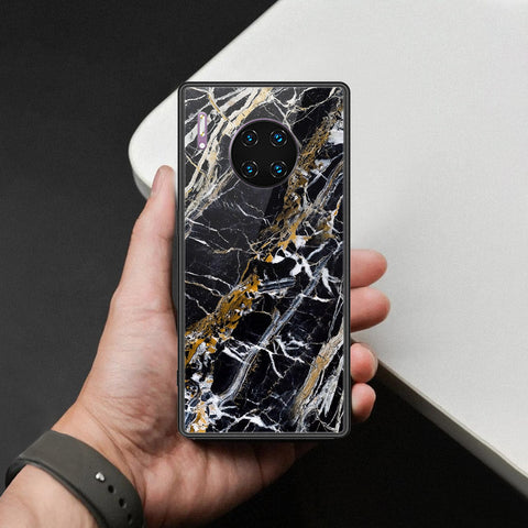 Huawei Mate 30 Pro Cover - Black Marble Series  - HQ Ultra Shine Premium Infinity Glass Soft Silicon Borders Case