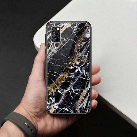 Samsung Galaxy A03s Cover - Black Marble Series  - HQ Ultra Shine Premium Infinity Glass Soft Silicon Borders Case