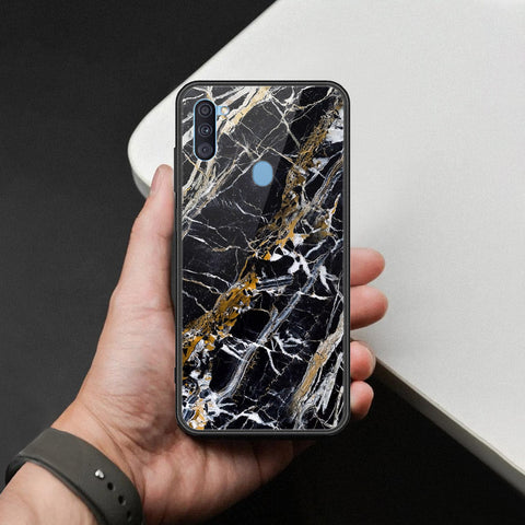Samsung Galaxy M11 Cover - Black Marble Series  - HQ Ultra Shine Premium Infinity Glass Soft Silicon Borders Case