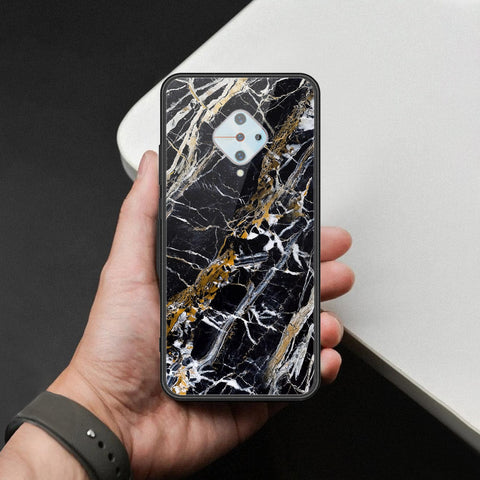 Vivo S1 Pro Cover - Black Marble Series  - HQ Ultra Shine Premium Infinity Glass Soft Silicon Borders Case