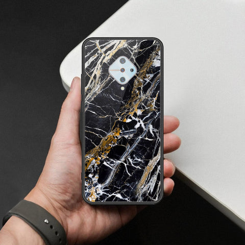 Vivo Y51 (2020 September) Cover - Black Marble Series  - HQ Ultra Shine Premium Infinity Glass Soft Silicon Borders Case