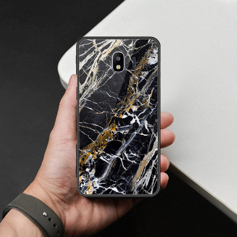 Samsung Galaxy J4 2018 Cover - Black Marble Series  - HQ Ultra Shine Premium Infinity Glass Soft Silicon Borders Case