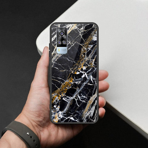 Vivo Y31 Cover - Black Marble Series  - HQ Ultra Shine Premium Infinity Glass Soft Silicon Borders Case