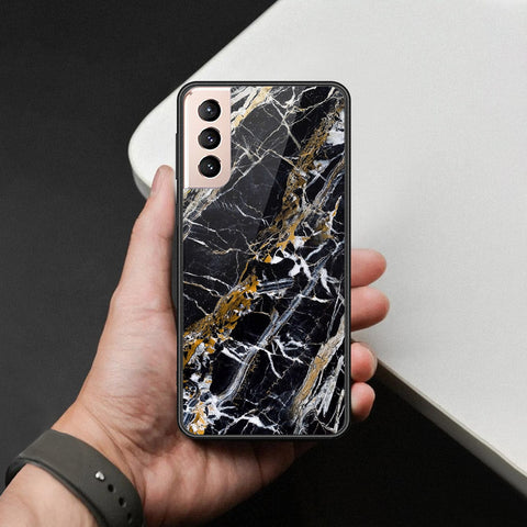 Samsung Galaxy S21 5G Cover - Black Marble Series  - HQ Ultra Shine Premium Infinity Glass Soft Silicon Borders Case