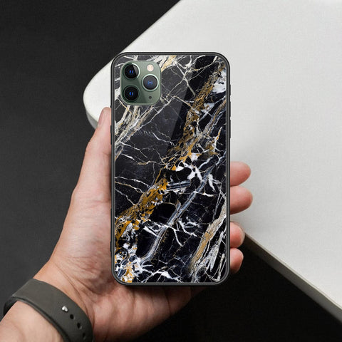 iPhone 11 Pro - Black Marble Series  - HQ Ultra Shine Premium Infinity Glass Soft Silicon Borders Case