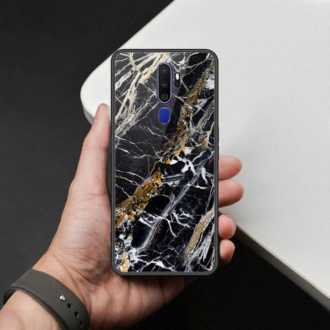 Oppo A5 2020 Cover - Black Marble Series  - HQ Ultra Shine Premium Infinity Glass Soft Silicon Borders Case