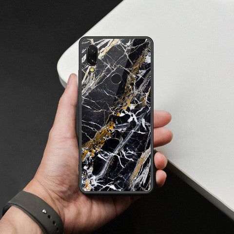 Xiaomi Redmi 7 Cover - Black Marble Series  - HQ Ultra Shine Premium Infinity Glass Soft Silicon Borders Case