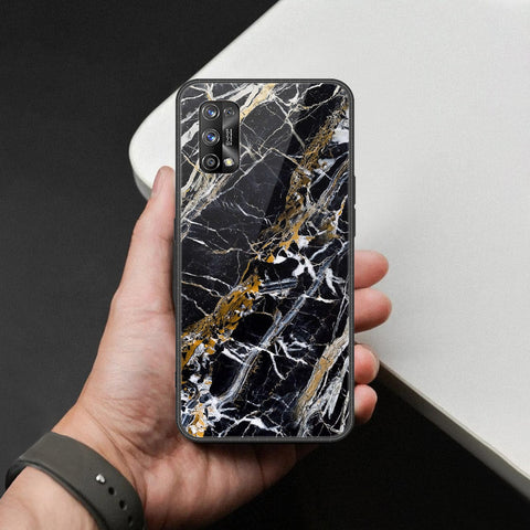 Realme 7 Pro Cover - Black Marble Series  - HQ Ultra Shine Premium Infinity Glass Soft Silicon Borders Case