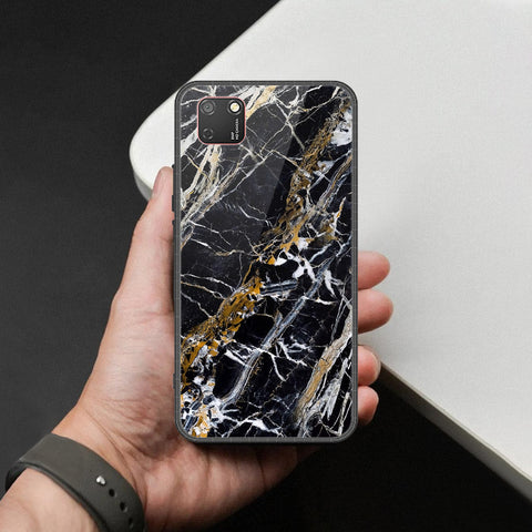 Huawei Y5p Cover - Black Marble Series  - HQ Ultra Shine Premium Infinity Glass Soft Silicon Borders Case