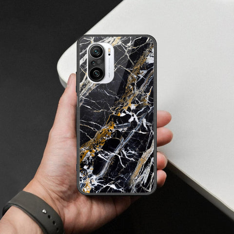 Xiaomi Redmi K40 Cover - Black Marble Series  - HQ Ultra Shine Premium Infinity Glass Soft Silicon Borders Case